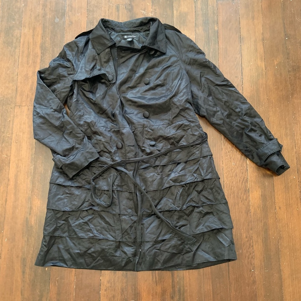 Black Ruffle Trench Coat